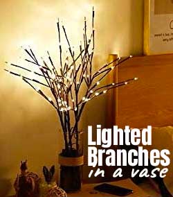 Lighted Branches in Vase