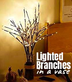 Lighted Branches in Vase