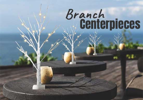 Branch Centerpieces with Battery-Operated Lights for Parties, Weddings