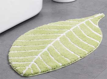 Microfiber Bath Rug in Leaf Shape - Highly Absorbent and Anti-Slip Back