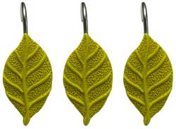 Set of 12 Green Leaf Shower Curtain Hooks