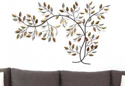 Multi-Color Metallic Tree Branch Decor to Hang on Wall Behind Sofa