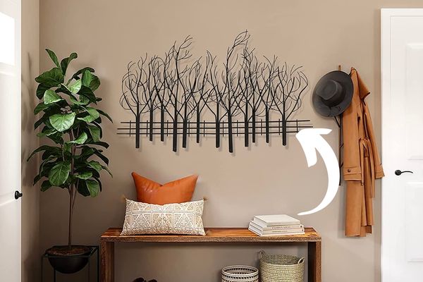 Metal Tree and Fence Wall Art to Hang Above Bed, Sofa, Entryway