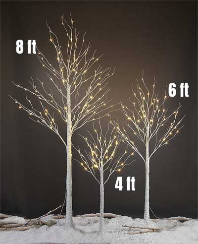 Tall Artificial White Birch Trees with Lights that You Can Use for Home Decor